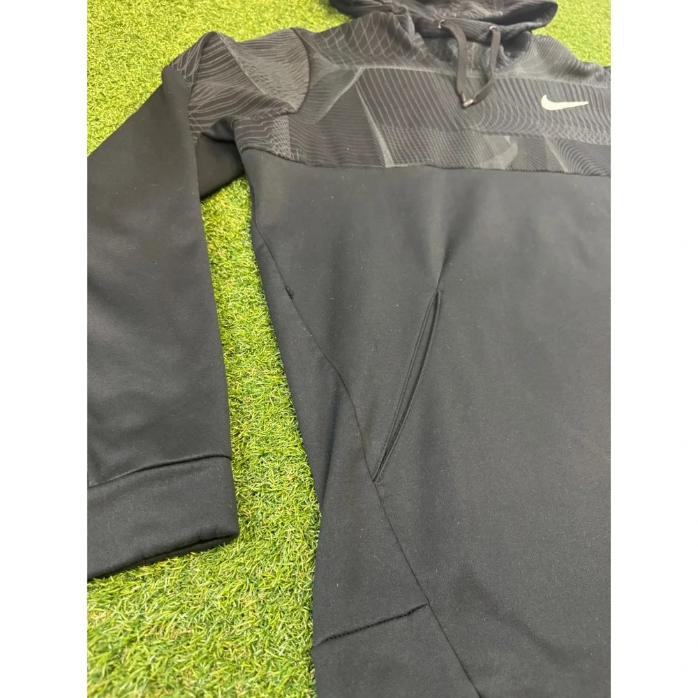 Nike Dri-FIT Mens XL Black Geometric Pattern Pullover Hoodie Athletic Sweatshirt